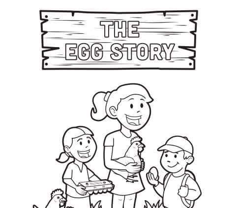 Kids and chickens illustrated cover for The Egg Story.