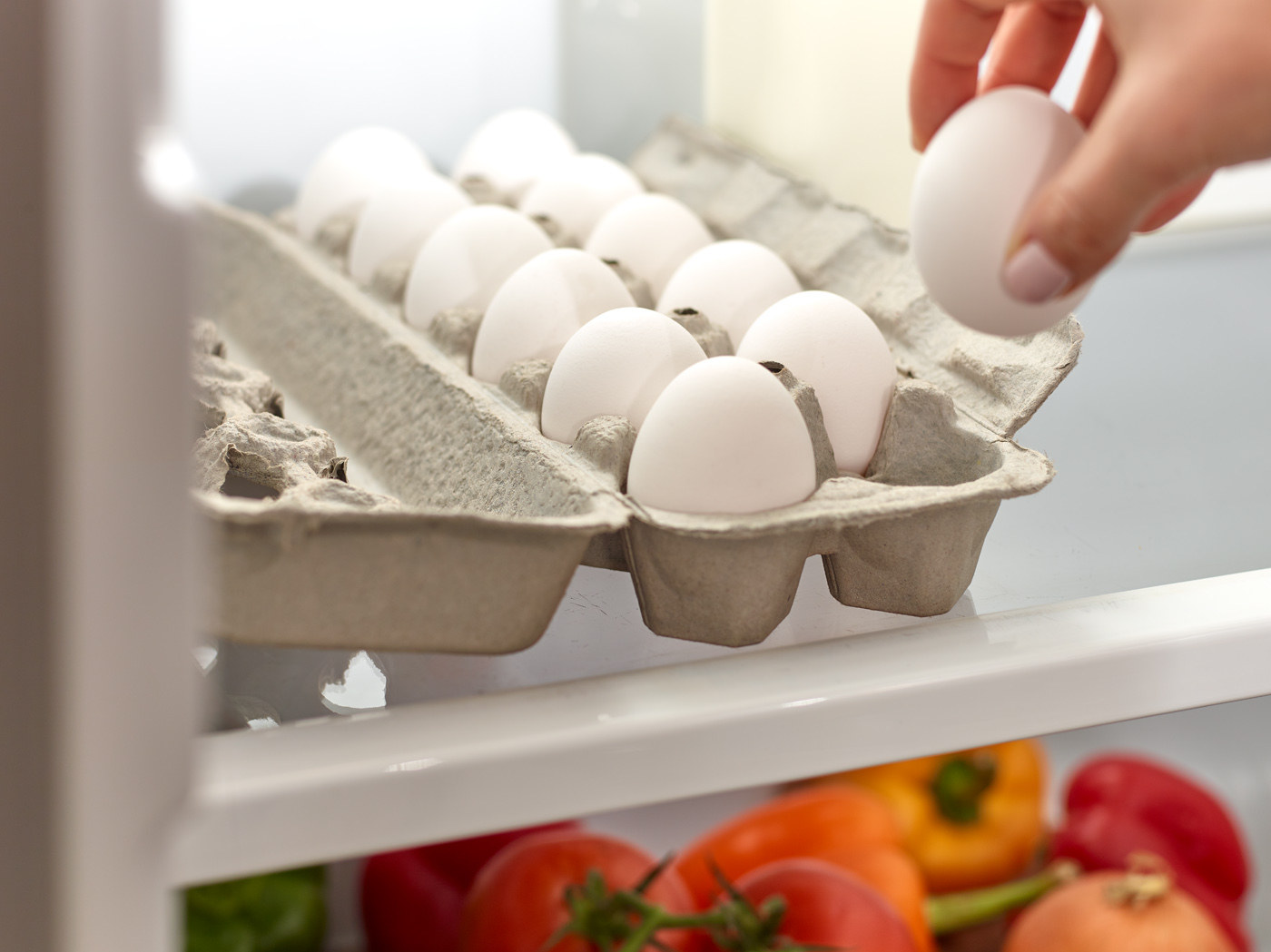 eggs in a carton in the fridge